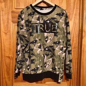 True Religion Women's Crewneck Sweater - Green and Black Camouflage